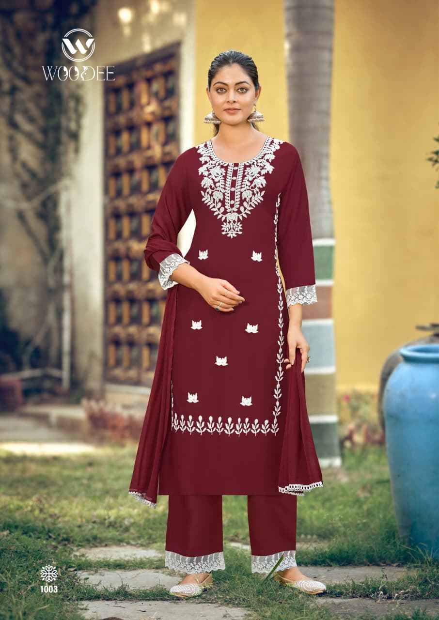 WHITE LOTUS vol-3 By WOODEE 1001 to 1006 Series Beautiful Festive Suits Colorful Stylish Fancy Ethnic Wear Rayon Embroidery Dresses At Wholesale Price